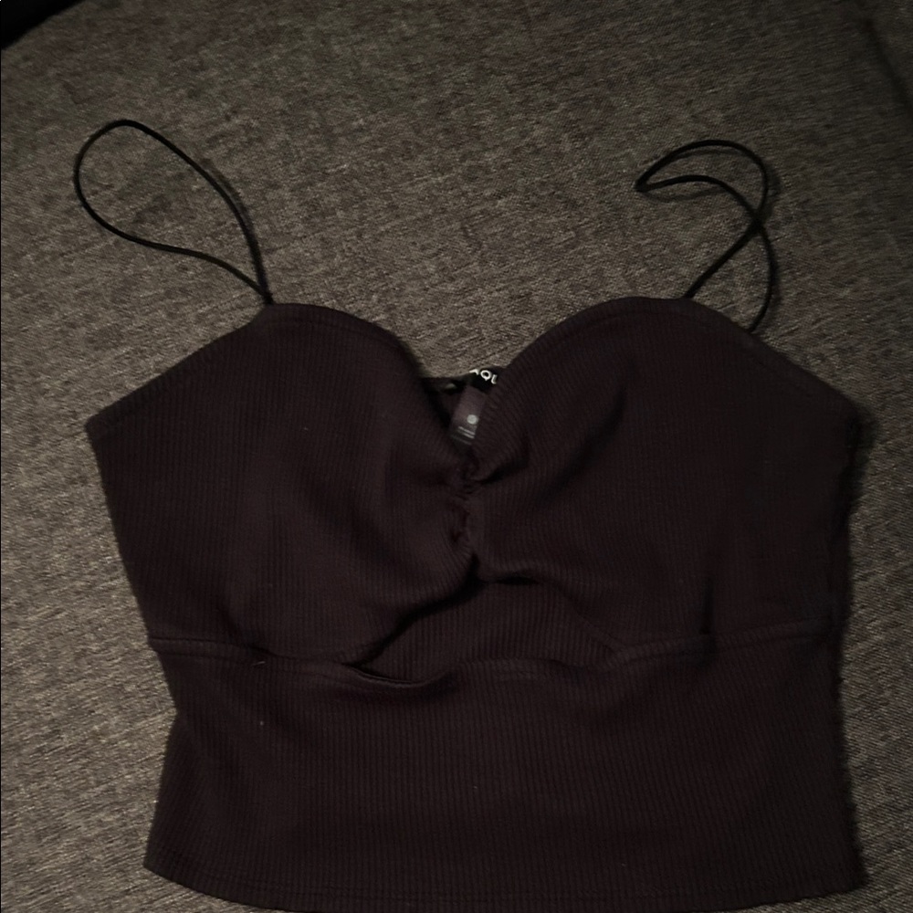 Aqua Black Ribbed Camisole Top